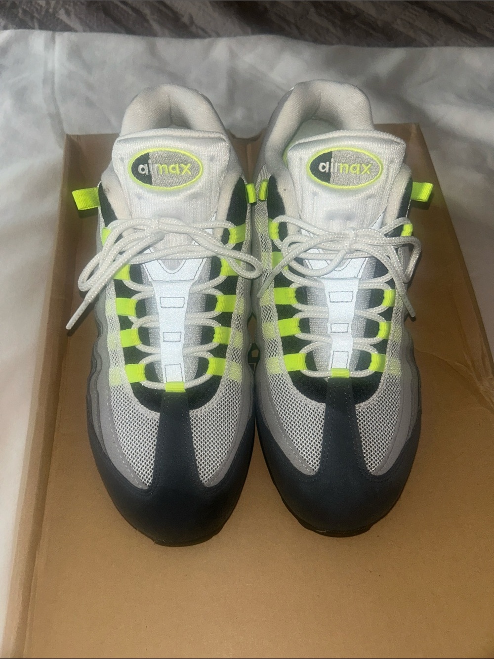 Nike Men's White, Black, and Volt Air Max Sneakers